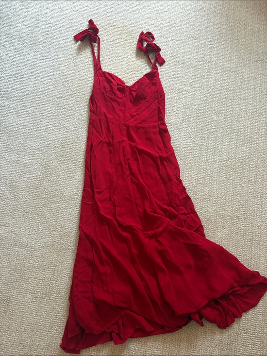 Reformation Dresses & Skirts - Reformation Red Tie-Strap V-Neck Maxi Dress